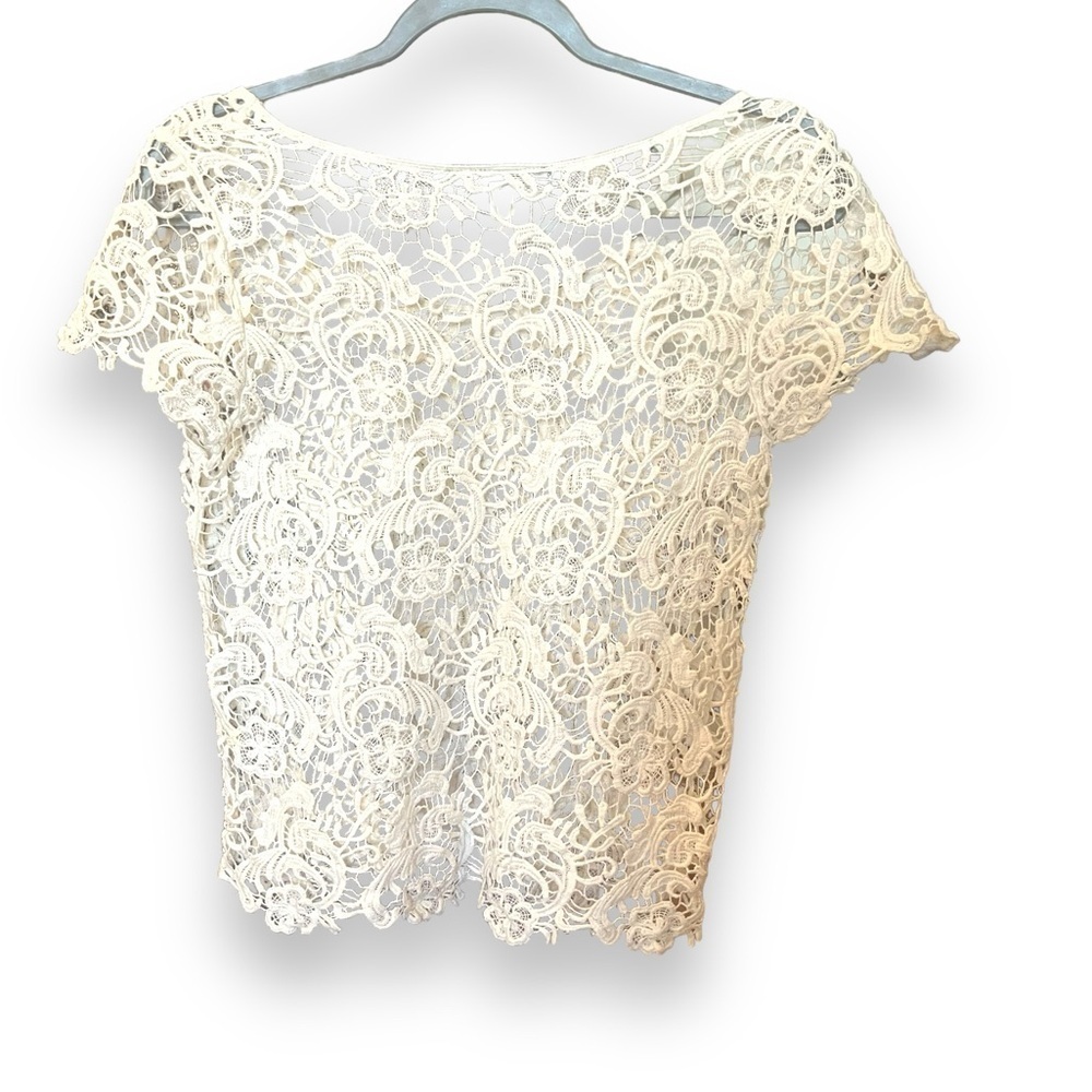INC International Concepts Cream Cotton Lacy Crop Top M - Picture 5 of 7